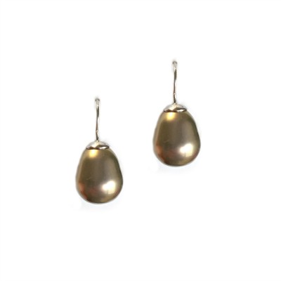 Baroque Pearl Drop Earrings - small (Mocha)